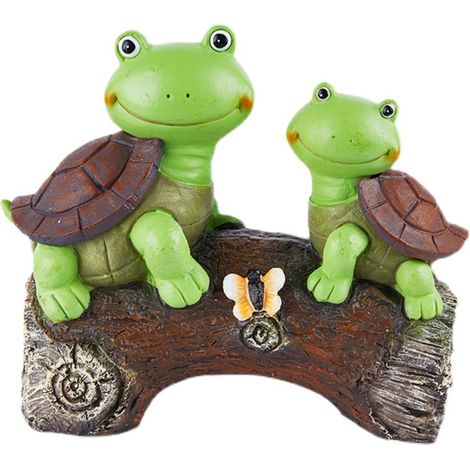 Lumière Solaire Décoration Jardin Statue Animaux en Résine à Énergie Solaire,Lampe Lumineuse Figurine Animale Ornements Extérieur, pour Jardin Entrée tortue