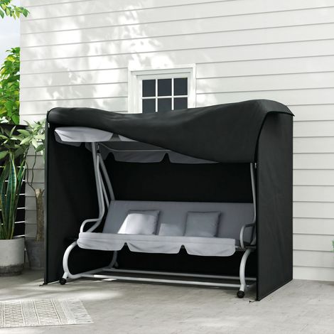 Housse imperméable et anti-UV pour balancelle de jardin 3 places, 220 x 125 x 172 cm, noire