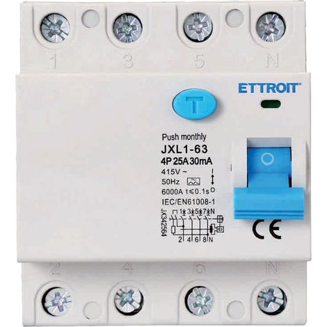 ETTROIT JX342564 Interruttore Differenziale Puro 4P 25A 30mA 380V-6KA CLASSE A (1/4)