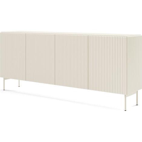 Commode 195,2 cm, 4 portes, ouverture push-to-open, façades rainurées, Cachemire, 195,2 x 39,8 x 81,2 cm (1/5)