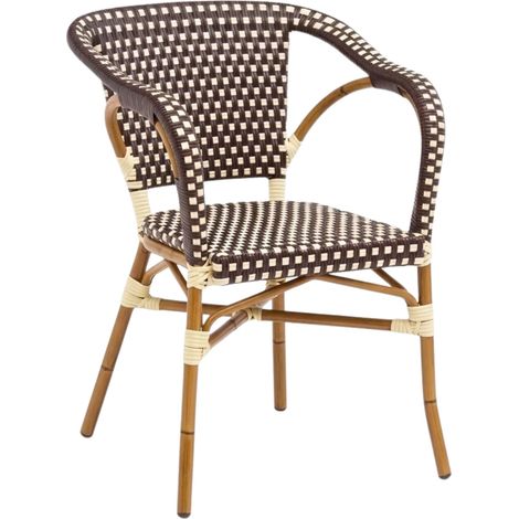 Fauteuil DONA en Rotin synthétique style bistrot pour extérieur