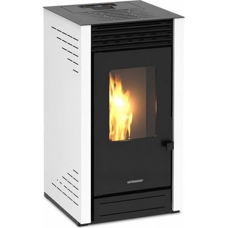Estufa de Pellets 6 kW ELLA Blanca Silenciosa hasta 58 m²