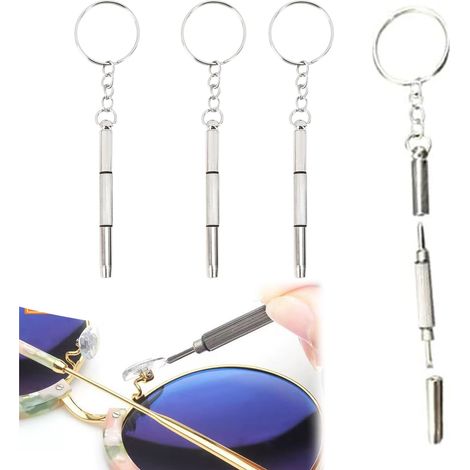 4 Pcs 4 en 1 Tournevis Lunettes Mini Précision Réparation Kit avec Embouts en Acier Inoxydable Porte-clés pour Lunettes de Soleil Bijoux Montres (1/5)
