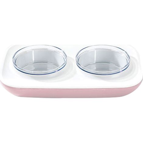 Gamelle double pour chien et chat, avec protège-cou en macaroni pour animaux de compagnie. (1/4)