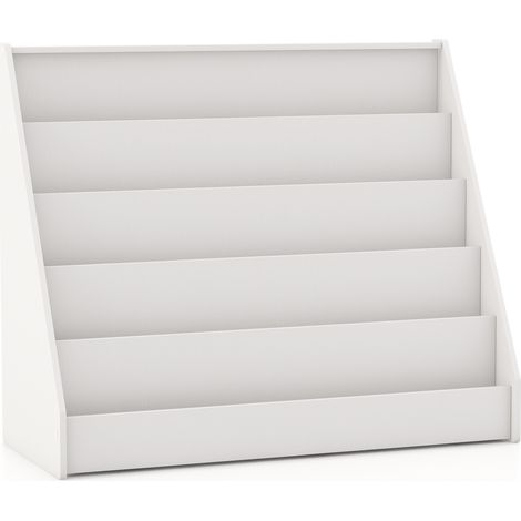 5-Tier Kids Bookshelf with Deep Compartments and Stable Baby Book Case-White (1/5)