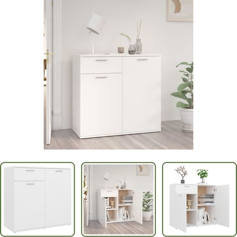 vidaXL Meuble de salle à manger - Buffet blanc 80x36x75 cm bois d'ingénierie (1/5)