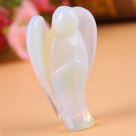 Figurine d'ange en opale en cristal d'opalite, 1,5 pouces, pierre de guérison, équilibrage d'énergie, soulagement du stress pour la (1/4)