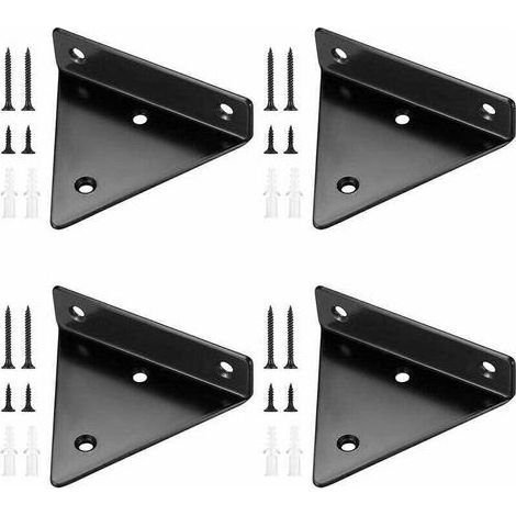4 Pièces Supports d'étagère Flottants, Supports à Tablettes Muraux Triangulaires Invisibles, Equerre Etagere Murale Métal pour étagère (1/4)