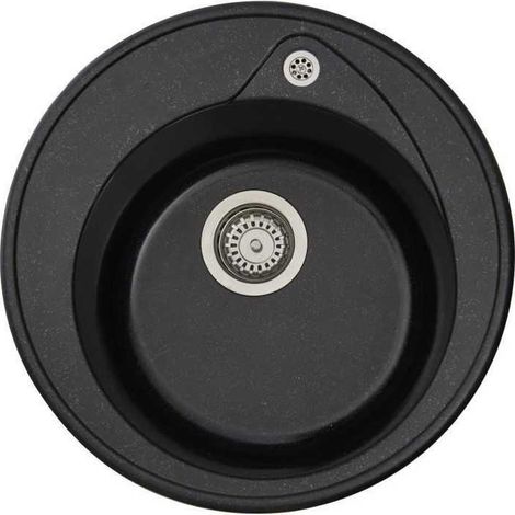 STRADOUR Evier a encastrer RONDA, en SMC NOIR PAILLETE - 06,  1 bac, dim. O 49 cm, vidage manuel