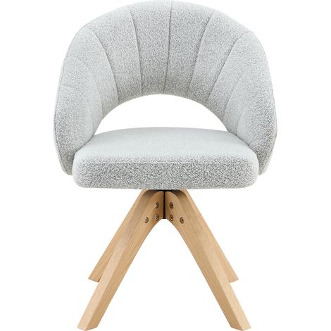 Set de 2 sillas de comedor giratorias retro en tejido gris claro con patas de madera (1/5)