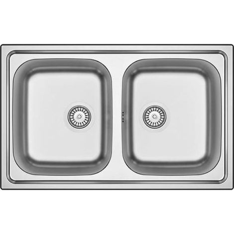 Apell ID862IBC Serie Idea Lavello da Incasso 2 Vasche in Acciaio Inox Spazzolato Larghezza 86 cm Profondita' 50 cm colore Acciaio Inox