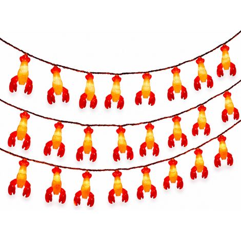 Guirlande Lumineuse LED Homard USB avec Télécommande, 40 LED, Modes Fixe et Clignotant, Décoration Bar et Fête (1/5)