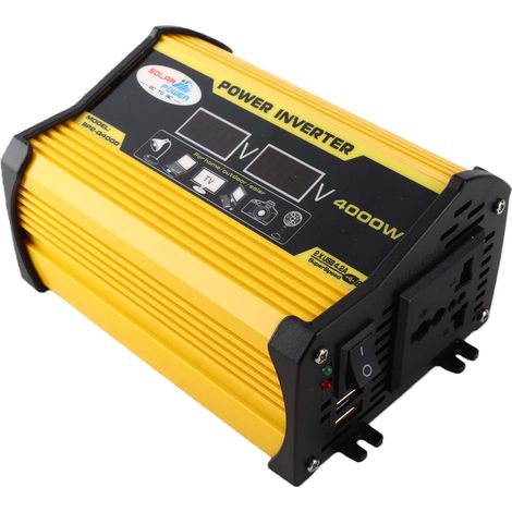 Convertisseur onde modifiée haute fréquence 4000W crête 12V DC vers 220V AC chargeur auto avec 2 ports USB 2.1A pinces batterie écran (1/5)