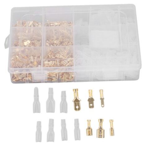 900 Pcs Ensemble de bornes mâles femelles 2,8 mm 4,8 mm 6,3 mm Connecteurs à sertir de fils isolés avec kit de manchons isolants,DUBUNS
