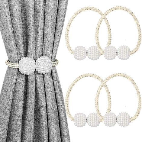Set mit 4 magnetischen Gardinenhaltern zur Fensterdekoration (beige)