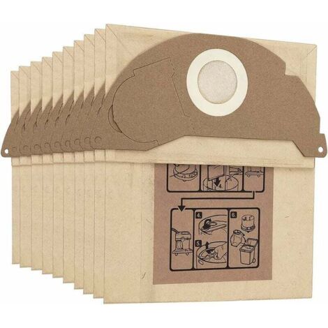 Lot de 10 sacs de rechange pour aspirateur Kärcher WD2 MV2 WD2250 A2004 A2054 6.904-322.0 (1/5)