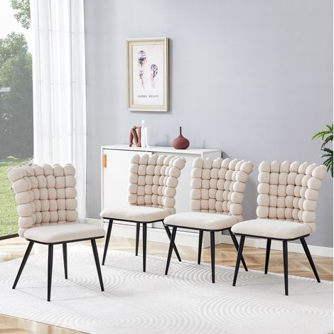 sedia sala da pranzo velluto bianco crema metallo chic OKMYHOME (1/5)