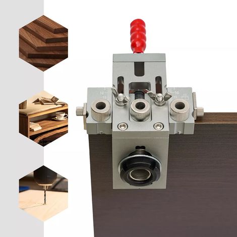 3 en 1 Gabarit de perçage pour le travail du bois Gabarit de perçage pour trous de perçage Set d'aide au perçage (1/5)