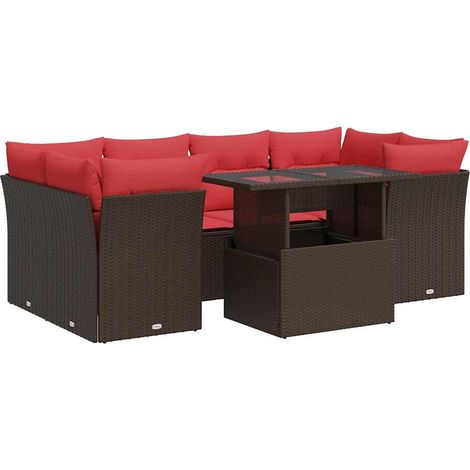 Maison Exclusive - Juego Sofá Jardín 7 Piezas con Cojines Marrón (1/5)