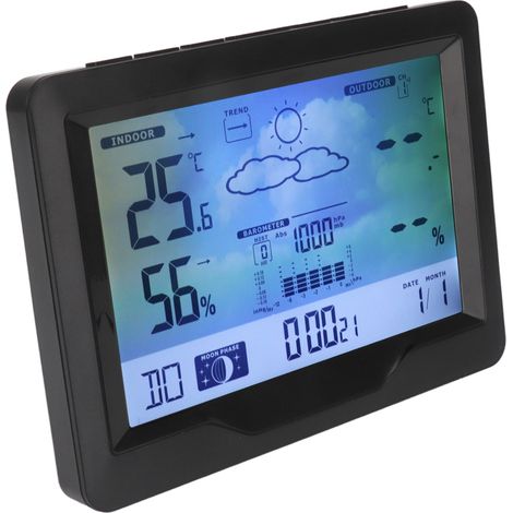 Wetteruhr mit Thermometer und Hygrometer, Wetteranzeige, Wecker mit Wettervorhersage für Zuhause (1/5)