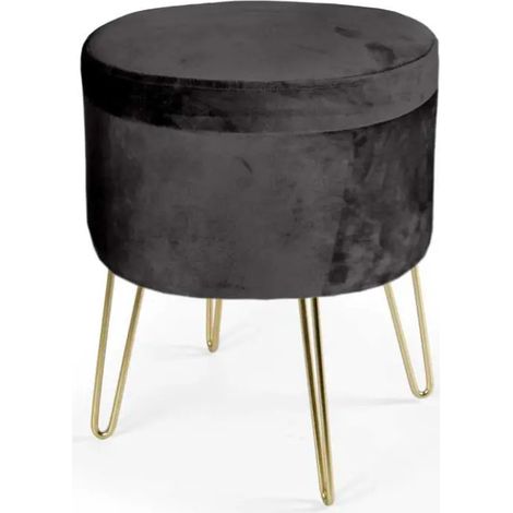 Set 2 schwarze Poufs mit Stauraum Ø38x46 cm