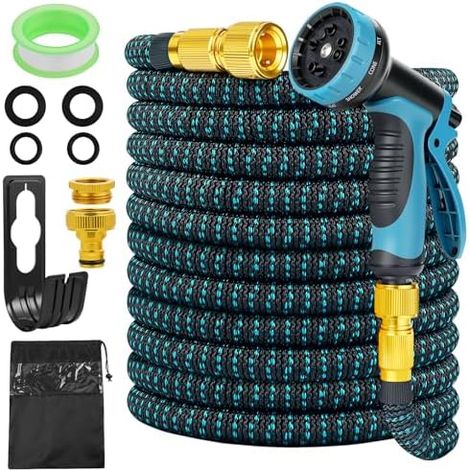 Tuyau d'Arrosage Extensible 30m, Flexible&Léger, d’Eau Réglable avec 1/2'' et 3/4'' Raccords, 10 Modes pour Jardin, Irrigation, Nettoyage, Lavage de Voiture, Bain d'Animaux 2 - (1/5)