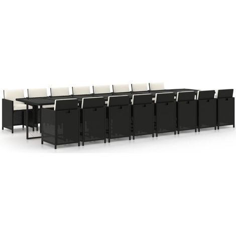 Maison Exclusive - Ensemble à manger de jardin 17 pcs coussins noir résine tressée (1/5)