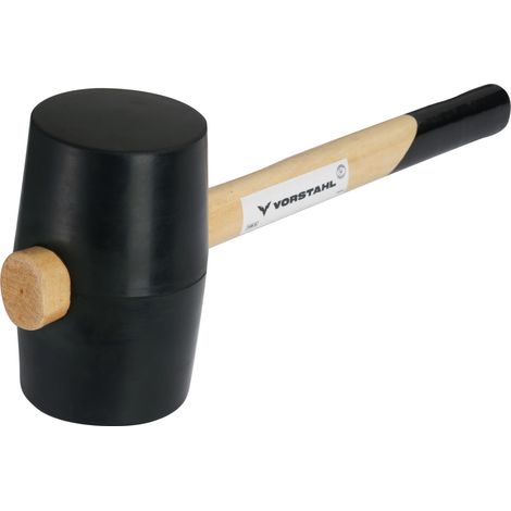 Marteau de pavage en caoutchouc noir, manche en bois, 450 g, Vorstahl (1/4)