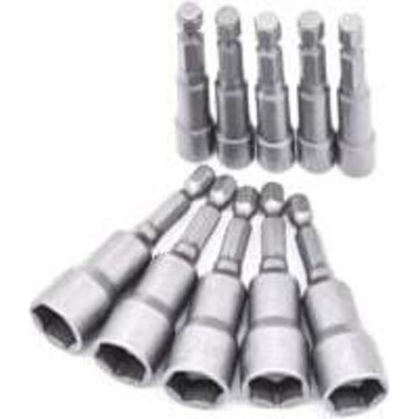 Adaptateur Douille Visseuse 10 Pièces 6-19mm - Hexagonal - Acier au Chrome Vanadium - Pour Tournevis à Écrou, Perceuse, Clé à Douille (1/5)