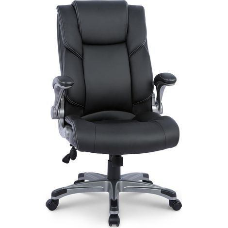 Smartue  Sedia da ufficio – Sedia da ufficio ergonomica in ecopelle, schienale reclinabile, braccioli regolabili e altezza regolabile – nera