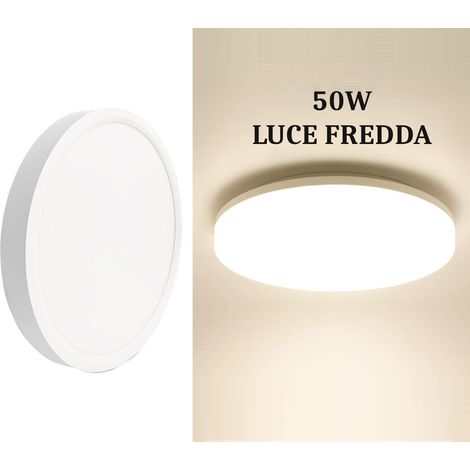 Plafoniera led 50w tonda bianco design moderno pannello lampada da soffitto circolare a cerchio rotonda luce fredda naturale Bianco freddo (1/8)