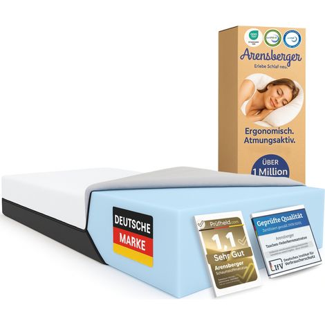 ARENSBERGER SARA Gelschaum Matratze 180x200 cm – 16 cm NANOCELL® Gel-Schaum – H3 Härtegrad – Atmungsaktiv – Abnehmbarer Bezug 240g/m² – Waschbar bis 60°C