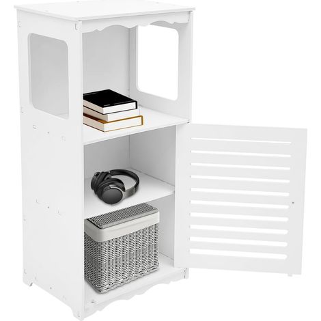 Armoire de salle de bain avec double porte et étagère réglable - Armoire de rangement étanche - Armoire d'angle polyvalente avec 4 étages pour salle de bain (1/5)