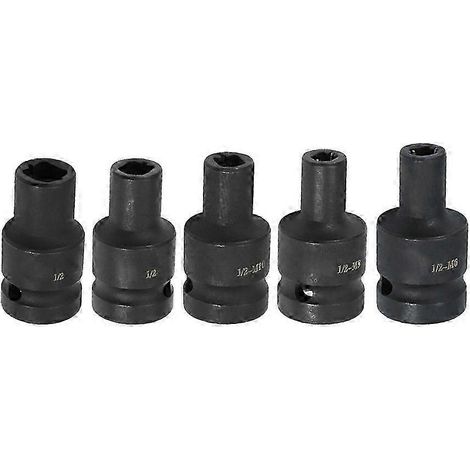 Jeu de 5 douilles carrées pour visseuse, taraud 1/2 pouce, compatible avec clés dynamométriques électriques, 6-14 mm (1/5)
