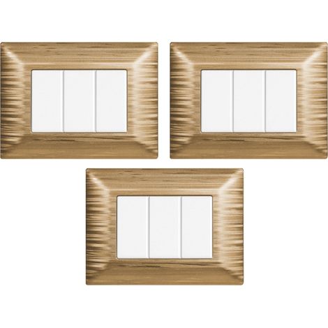 gloca Set Placche Plastica Satinata Compatibili Matix (3 Pezzi Oro satinato, 3 Posti) (1/4)