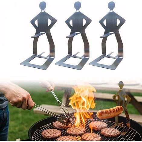 Support à saucisses en acier inoxydable BBQ, 3 pièces, support portable pour homme debout, fourchette amusante pour camping, pique-nique, jardin, cuisine, barbecue, cadeaux pour homme (1/5)