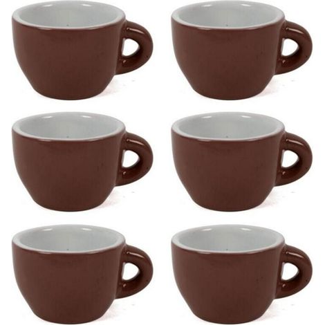 Vtizikl Servizio Set 6 Tazzine Da Caffe Tazzina Bassa In Ceramica Marrone Da Cucina - (1/4)