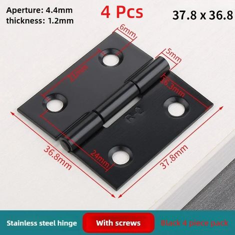 (37,8 x 36,8 x 1,2 mm - 4 pièces) Accessoires de fixation pour portes - Charnières en acier inoxydable pour meubles, fenêtres, armoires et boîtes à bijoux - Durables (1/5)