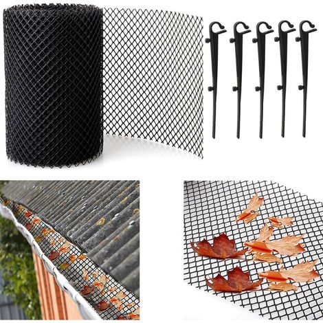 Grille de protection de gouttière en plastique - 18cm de large x 8m de long, empêche les feuilles ou les débris de se boucher, grilles de protection de gouttière pour les tuyaux de descente et les dra (1/4)