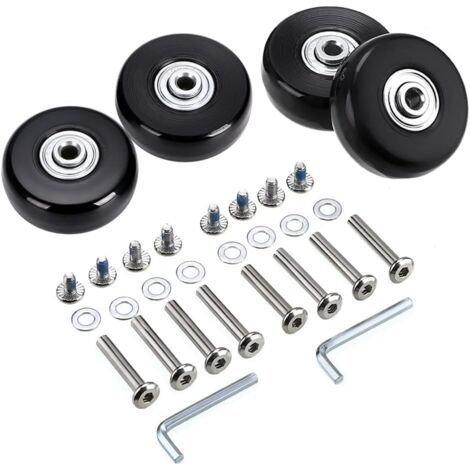 Lot de 4 roues de rechange 50x18mm – Roulettes pivotantes en caoutchouc – Kit complet avec essieux et vis – Pour valises et bagages (1/5)