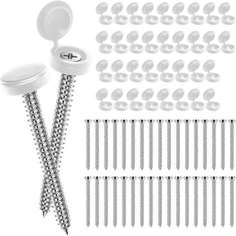 36 vis à volets extérieurs de 8 x 3 pouces avec capuchons blancs (1/5)