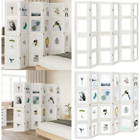 Cloison de séparation 6 panneaux blanc bois de paulownia massif - Séparateur De Pièce - Écran D'intimité - Cloison Pliable - Décoration Murale - Meuble Design - Home & Living (1/5)