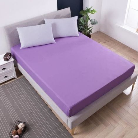 Drap Housse Couleur Unie-140 x 200 cm-Violet QUI19167 (1/4)