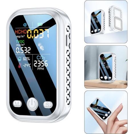 Portable air quality monitors with temperature, humidity, and CO2 detection small indoor air quality test for homes (1/5)