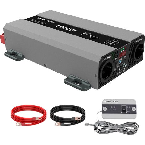 Inverseur de voiture, onde sinusoïdale pure, sortie continue de 1500W, 12V 1500W UE (1/2)