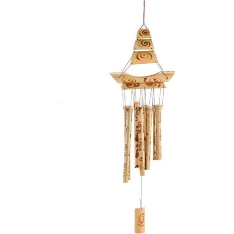 Carillons éoliens en bambou pour l'extérieur, carillons éoliens commémoratifs faits à la main avec un grand ton profond pour la décoration de la maison du jardin du patio (1/5)