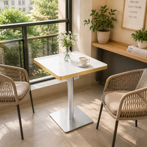 MEUBLIV Tavolo da pranzo 60x60 cm bianco effetto marmo, senza materasso (1/5)