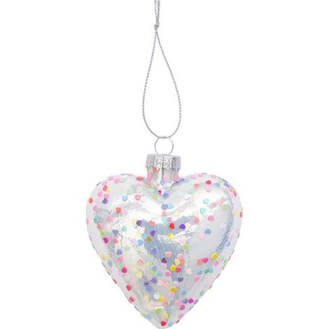 Boule de Noël coeur en verre 10 x 8 cm