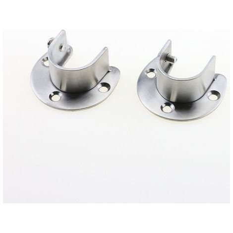 Sollbry Lot de 4 supports de tringle de placard en acier inoxydable, bride de douille de tringle en forme de U, supports d'extrémité de supports de tringle de placard avec vis, argent (25 mm) (1/5)
