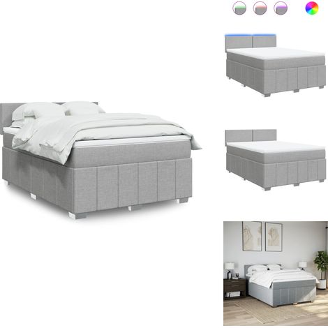 Sommier à lattes de lit avec matelas Gris clair 160x200cm Tissu - Sommier À Lattes De Lit - Sommiers À Lattes De Lit - Lit - Meuble De Chambre À Coucher (1/5)